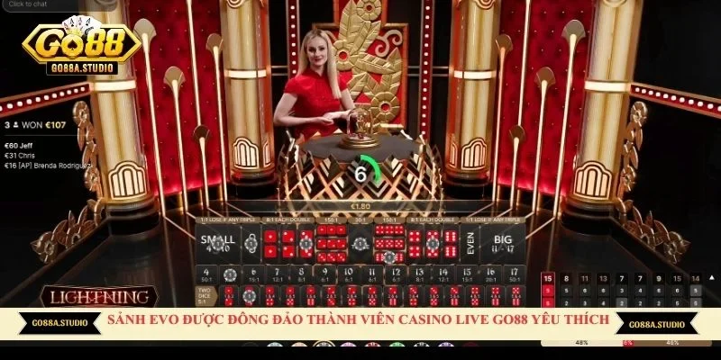 Sảnh EVO được đông đảo thành viên casino live Go88 yêu thích